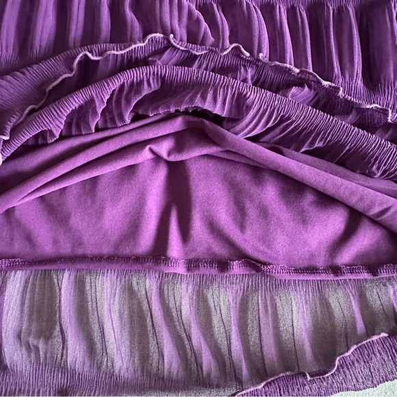 Chadwicks Womens Purple Mesh Overlay 3D Textured Smocked Top Sz S Corpcore Chic - Picture 6 of 11